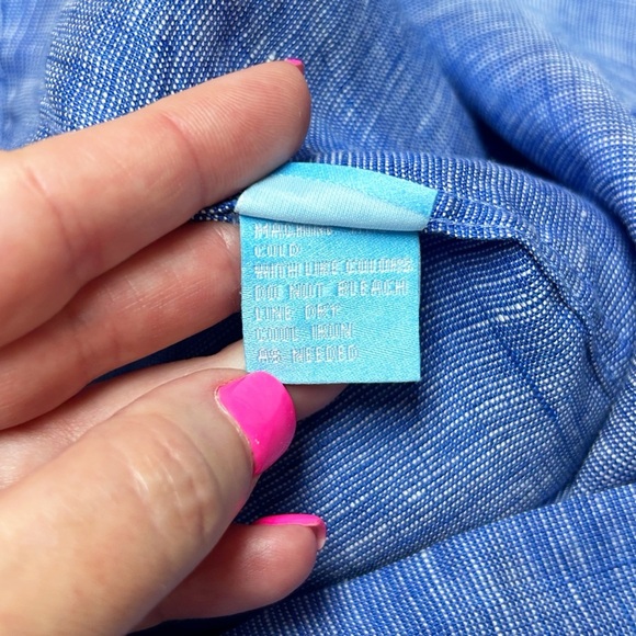 J.McLaughlin Men’s Button Down Long Sleeve 100% Linen Blue Size XL - Picture 7 of 8